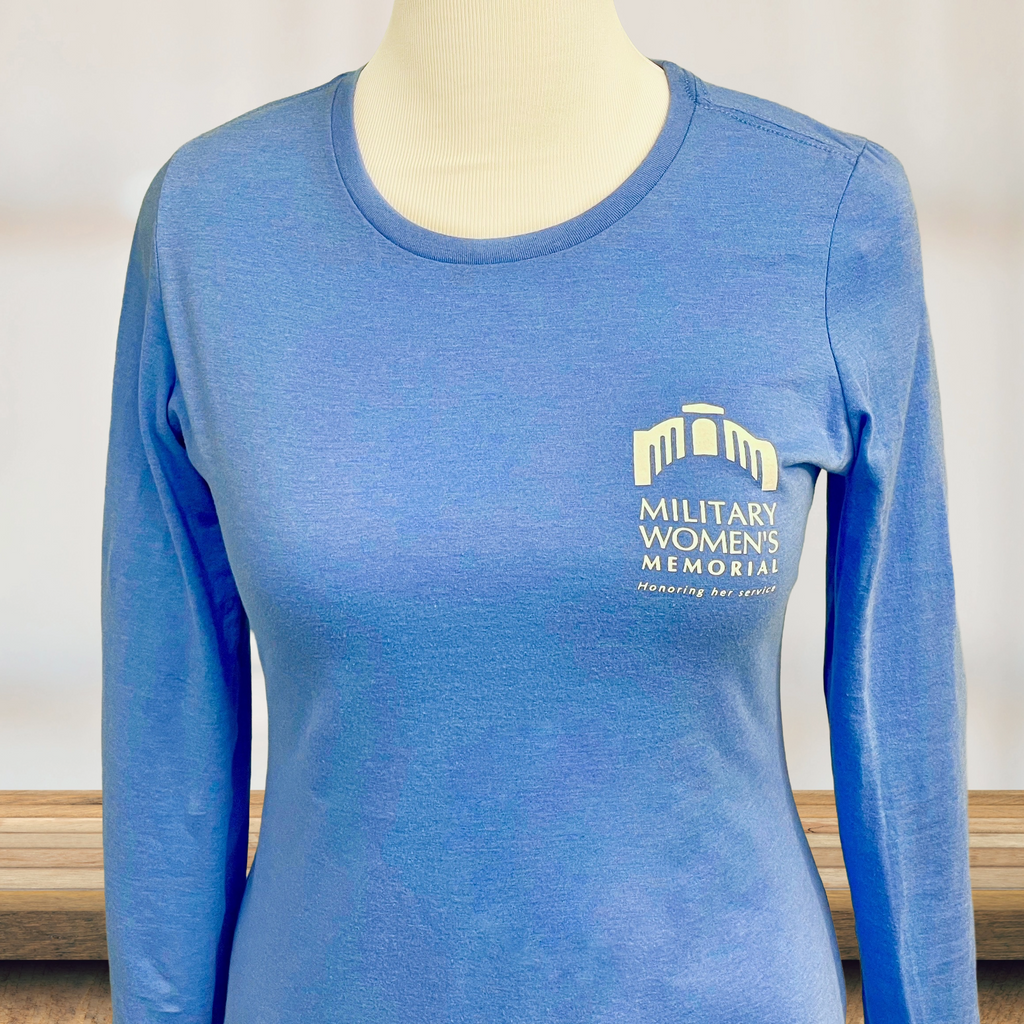 Blue long-sleeve shirt with 'Military Women's Memorial' logo.